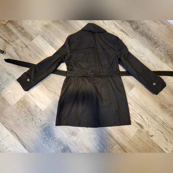 Black London Fog Classic Trench Coat Belted Mid-Length - Picture 2 of 5